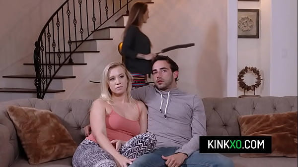 Perv stud fucks his hot milf stepmom Natasha Starr and teen stepsis Bailey Brookes