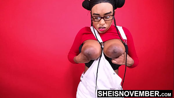 I’m Erotically Posing My Large Natural Tits And Huge Brown Areolas Closeup Fetish, Bending Over With My Big Boobs Bouncing, Petite Busty Black Babe Sheisnovember Jiggling Her Curvy Bomb Shells While Bent Down, Sat In Overalls on Msnovember